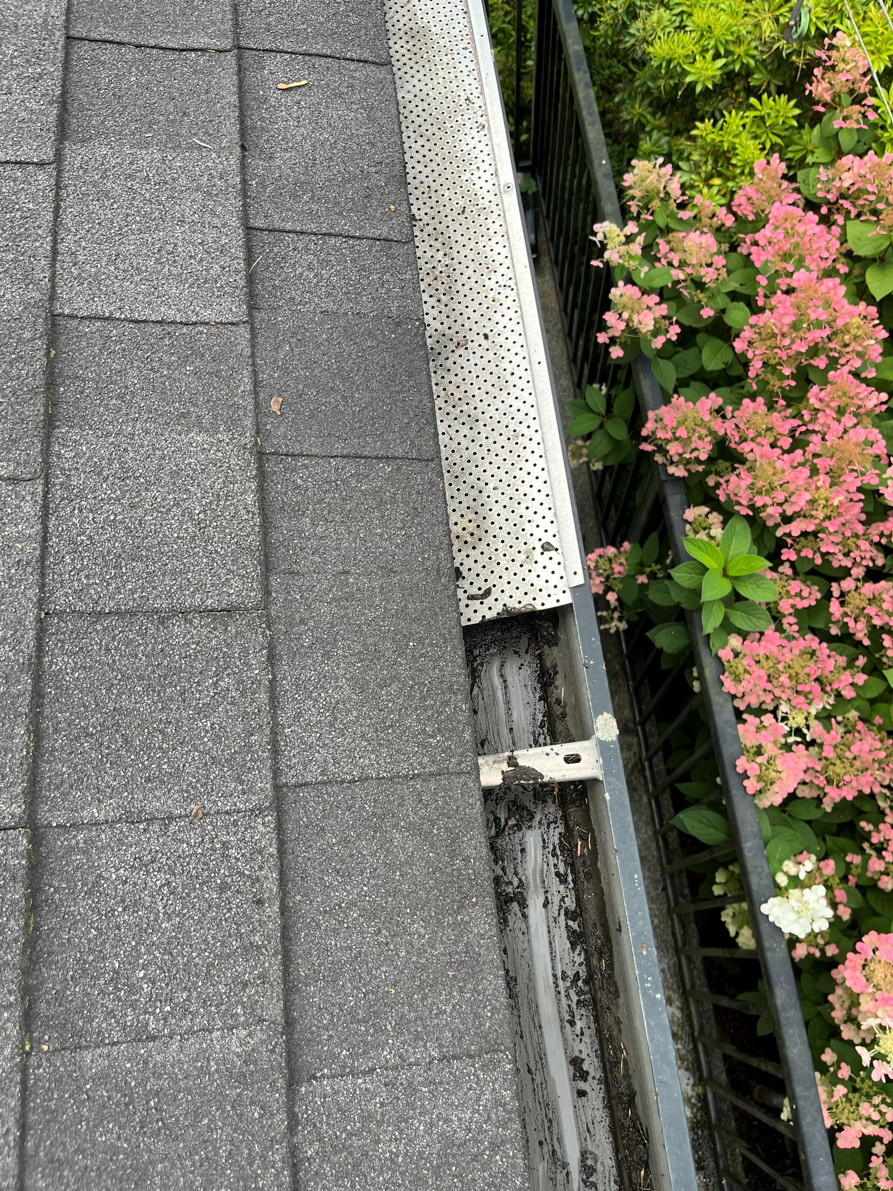 Gutter cleared and flowing freely after cleaning in Stoney Creek